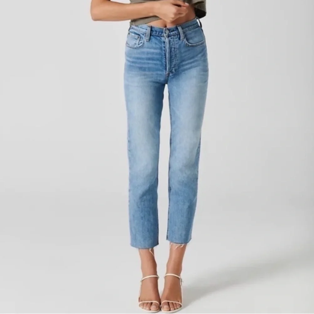 Denim Forum Arlo High Rise Straight Jeans with Raw Hem Size 26 - Picture 4 of 16